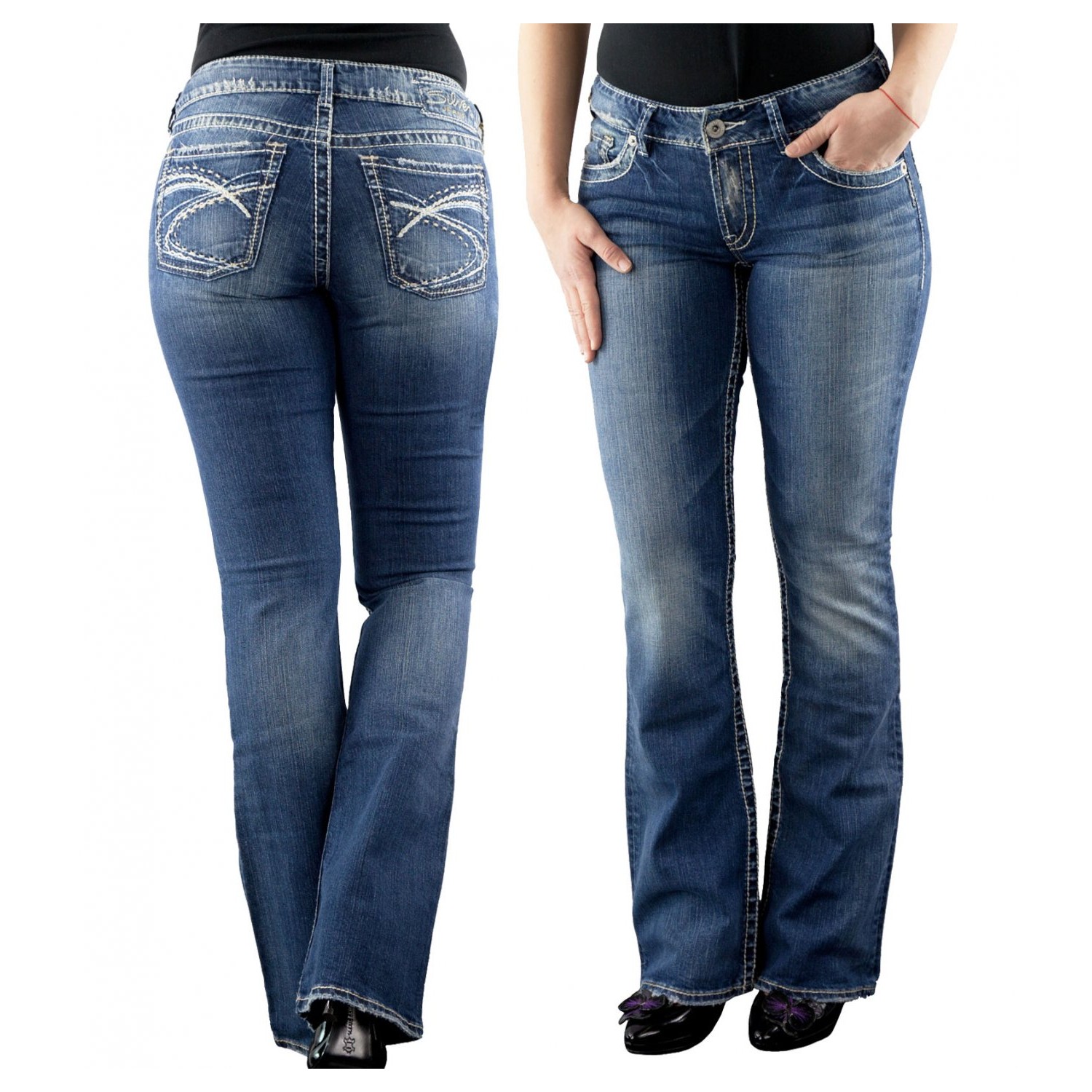 Attraktive Bootcut Damenjeanshosen Des Premium Herstellers Silverjeans